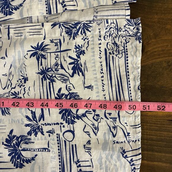 Calypso St Barth Maxi Shirt Dress Linen Button Front 3/4 Sleev White Blue Medium - Picture 12 of 12